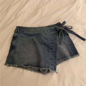 We The Free Denim Wrap Skort in Blue